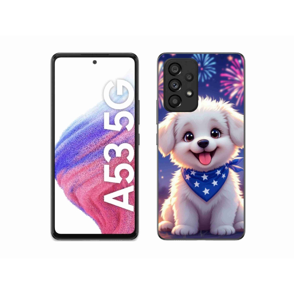 Gélový kryt mmCase na Samsung Galaxy A53 - slávnostné šteňa