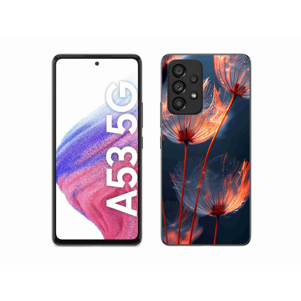 Gélový kryt mmCase na Samsung Galaxy A53 - svetielkujúce páperie