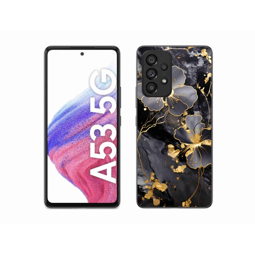 Gélový kryt mmCase na Samsung Galaxy A53 - zlaté kvety