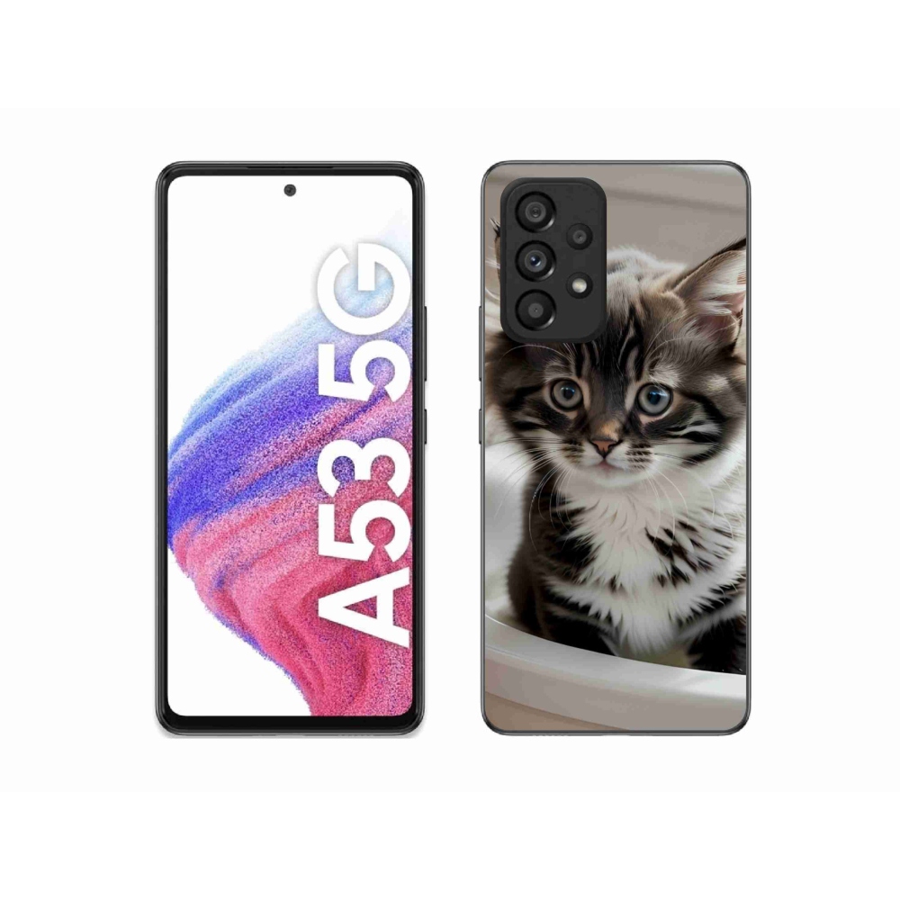 Gélový kryt mmCase na Samsung Galaxy A53 - zvedavé mačiatko