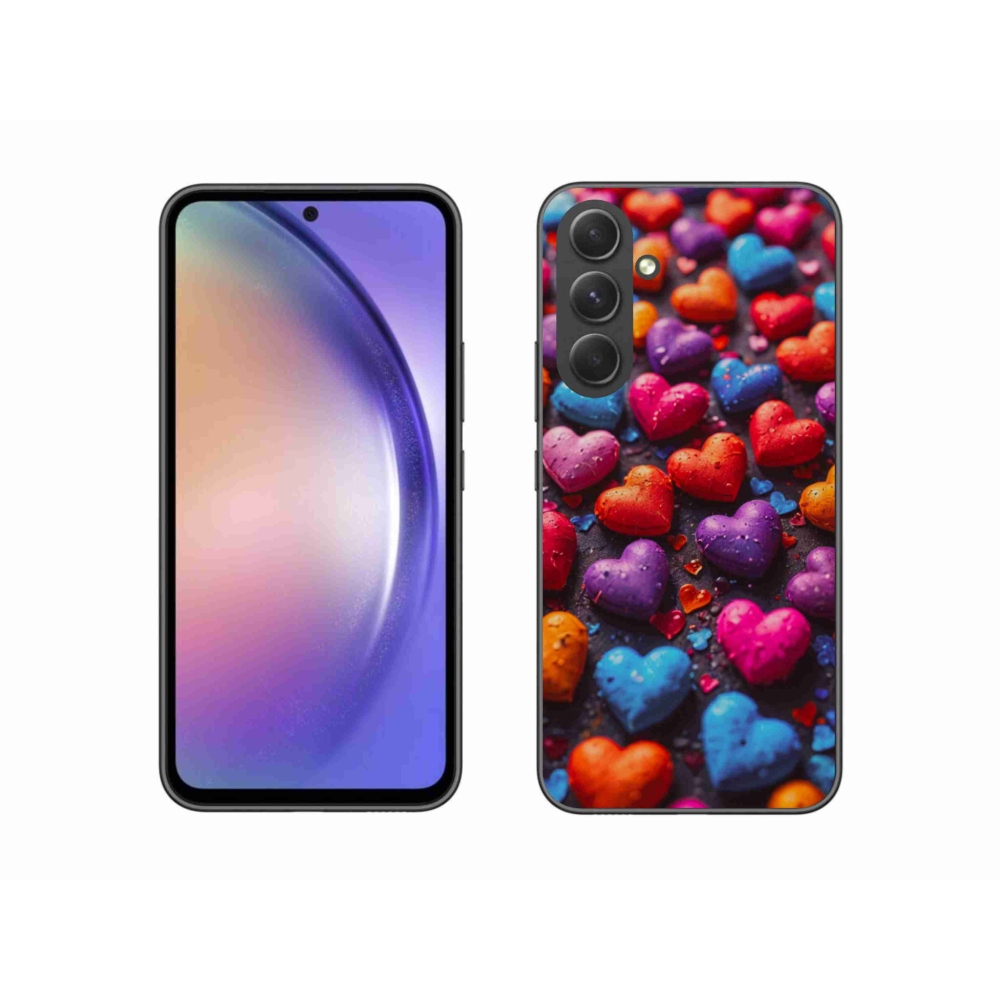 Gélový kryt mmCase na Samsung Galaxy A54 5G - farebné srdcia