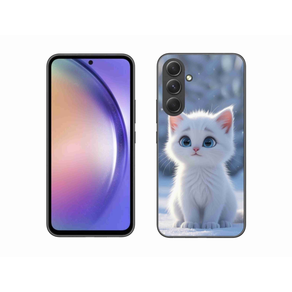 Gélový kryt mmCase na Samsung Galaxy A54 5G - biele mačiatko 3