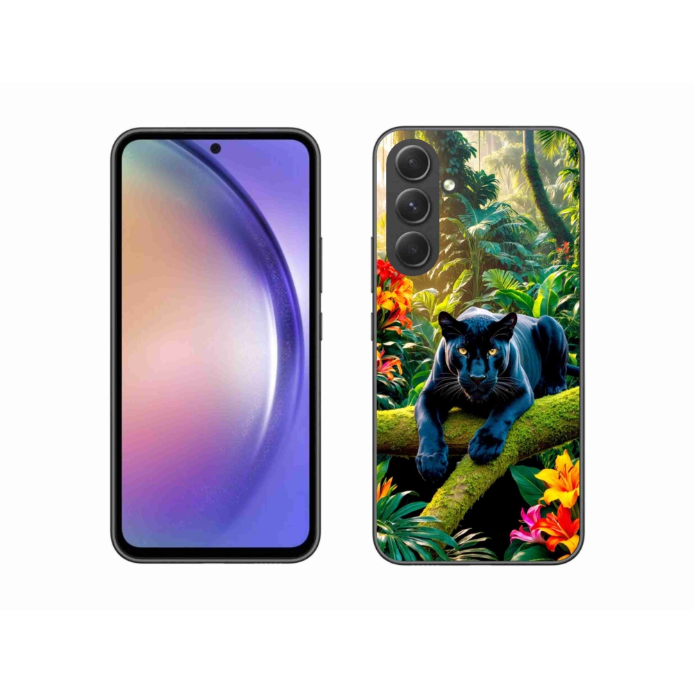 Gélový kryt mmCase na Samsung Galaxy A54 5G - čierny panter v džungli