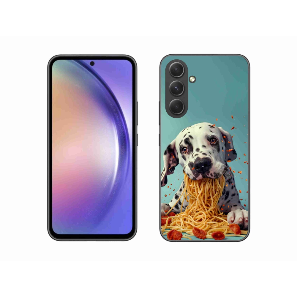 Gélový kryt mmCase na Samsung Galaxy A54 5G - dalmatín a špagety