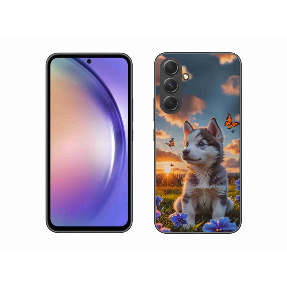 Gélový kryt mmCase na Samsung Galaxy A54 5G - husky pri západe slnka