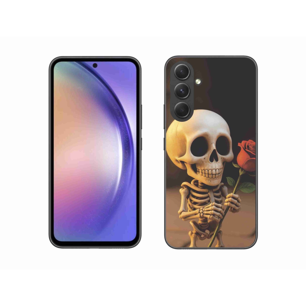 Gélový kryt mmCase na Samsung Galaxy A54 5G - kostlivec s ružou