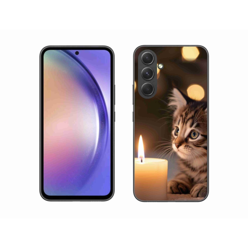 Gélový kryt mmCase na Samsung Galaxy A54 5G - mačiatko a sviečka