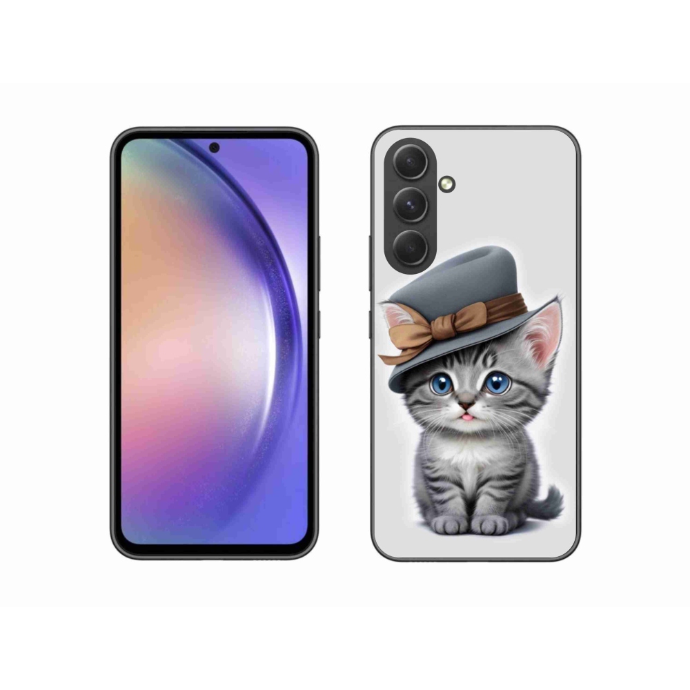 Gélový kryt mmCase na Samsung Galaxy A54 5G - mačiatko s klobúkom