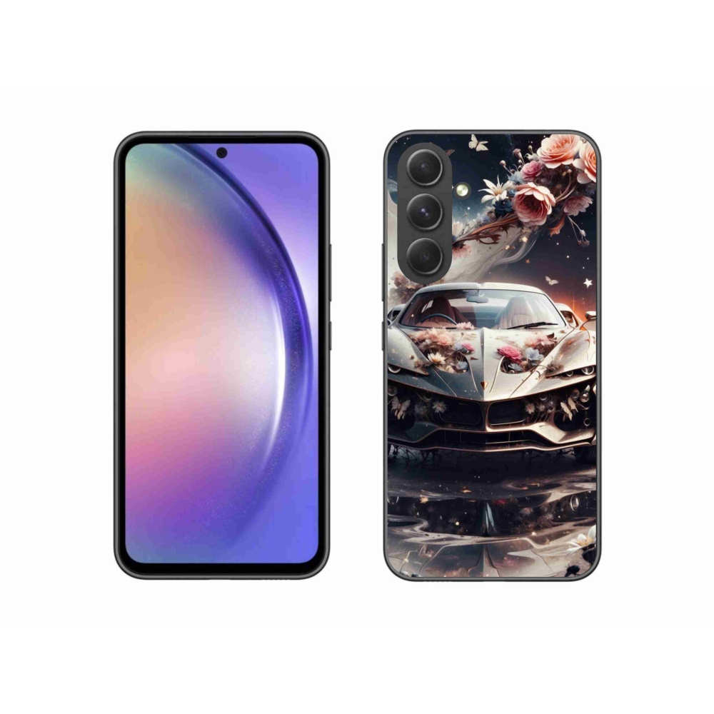 Gélový kryt mmCase na Samsung Galaxy A54 5G - kvetinový športový automobil