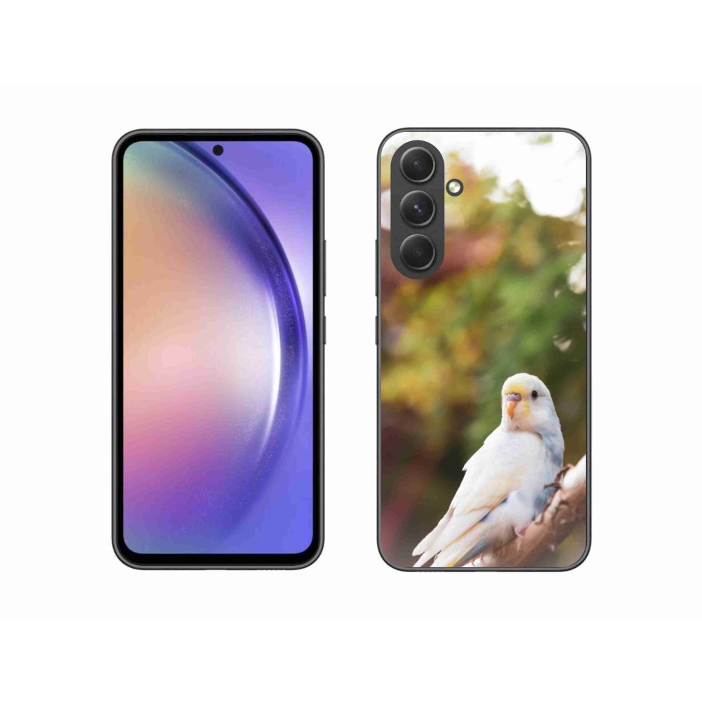 Gélový kryt mmCase na Samsung Galaxy A54 5G - papagáj andulka biela