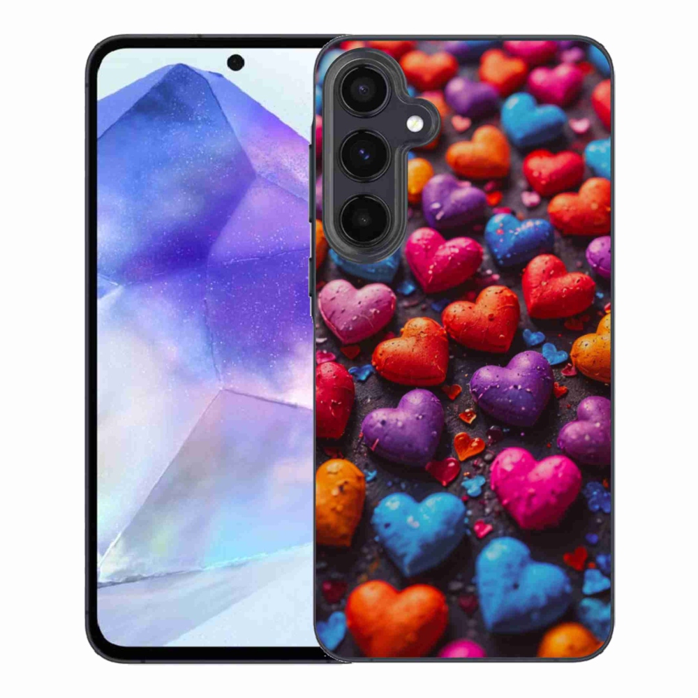 Gélový kryt mmCase na Samsung Galaxy A55 5G - farebné srdcia