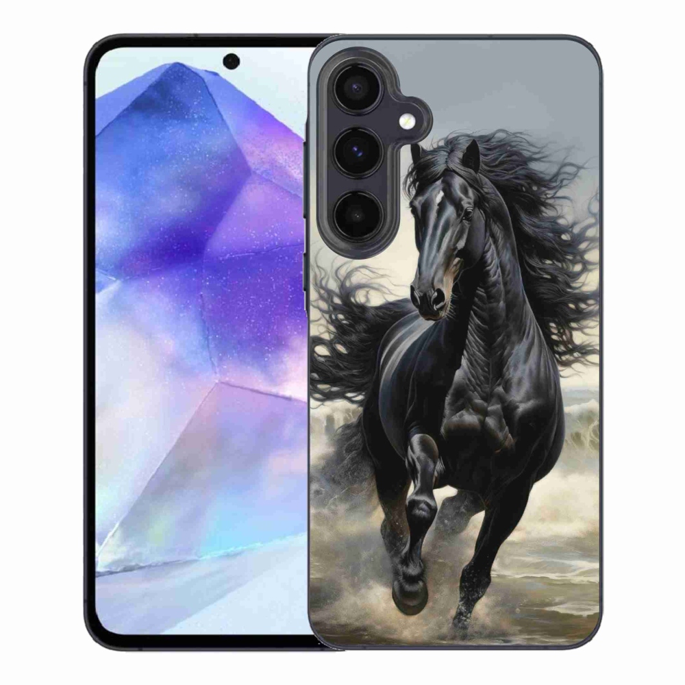 Gélový kryt mmCase na Samsung Galaxy A55 5G - bežiaci čierny kôň
