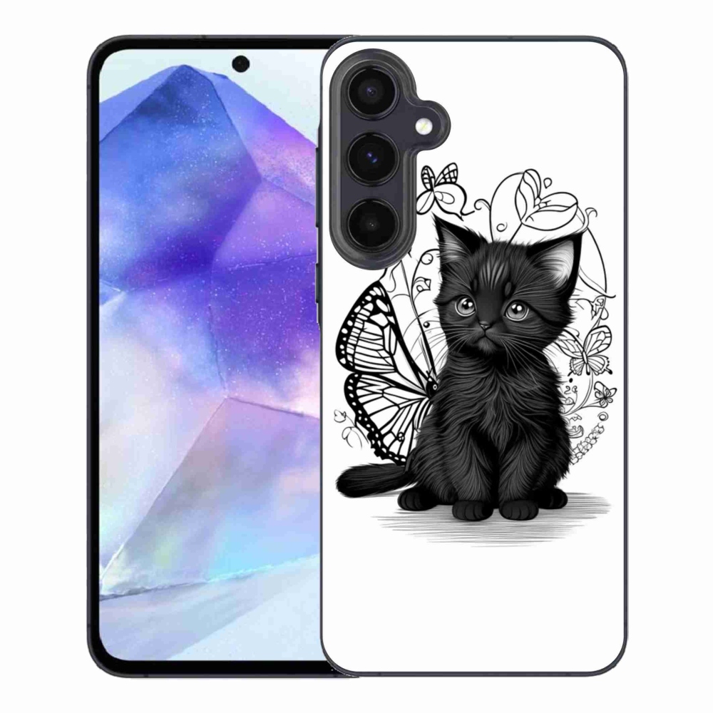 Gélový kryt mmCase na Samsung Galaxy A55 5G - čierne mačiatko
