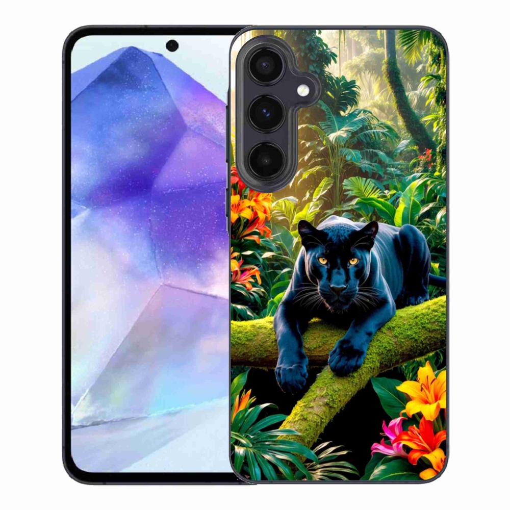 Gélový kryt mmCase na Samsung Galaxy A55 5G - čierny panter v džungli
