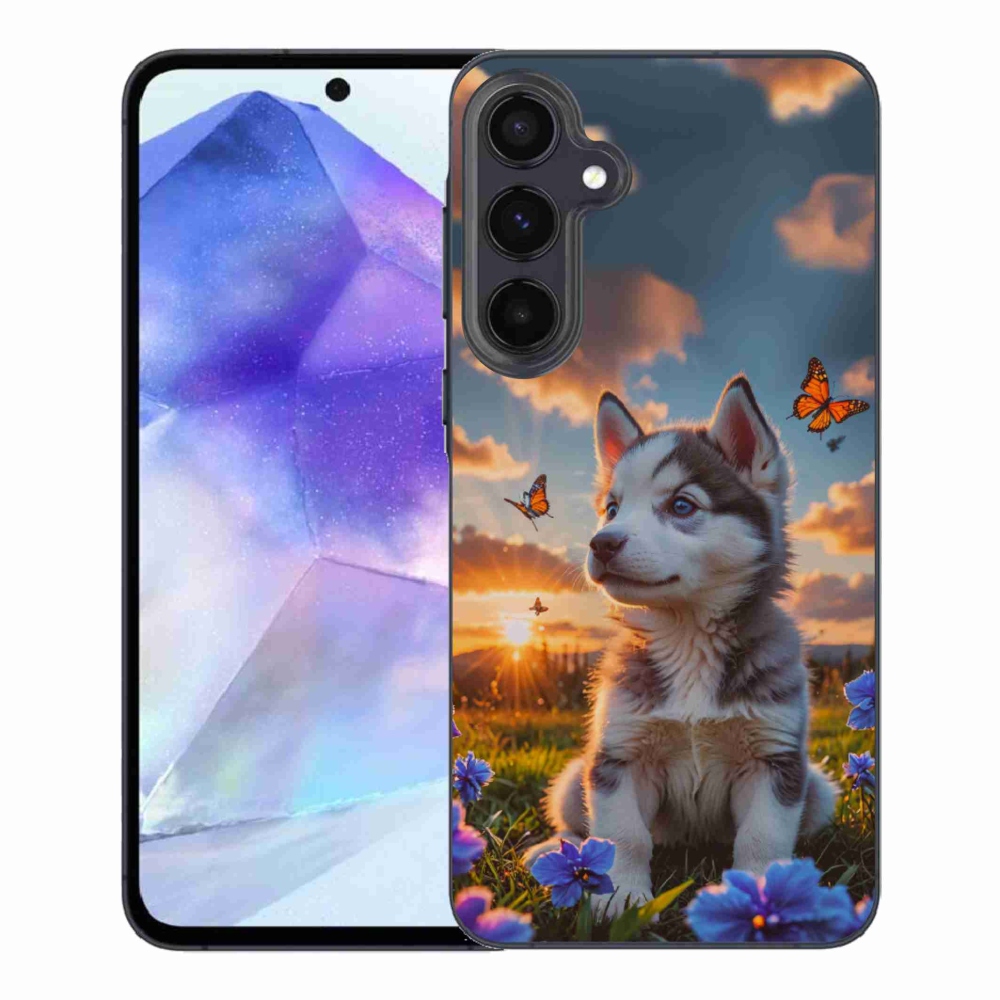 Gélový kryt mmCase na Samsung Galaxy A55 5G - husky pri západe slnka