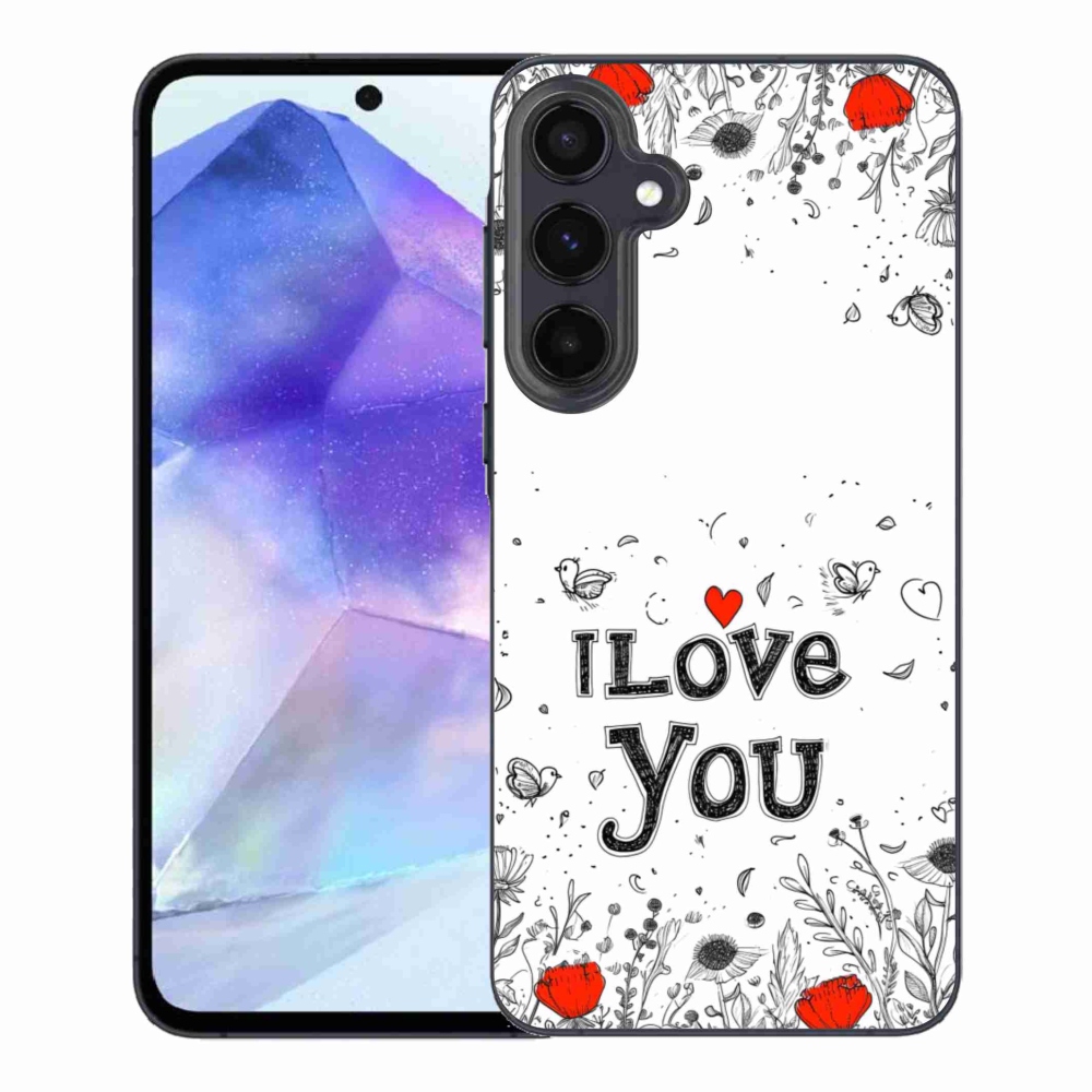 Gélový kryt mmCase na Samsung Galaxy A55 5G - I love you biele pozadie