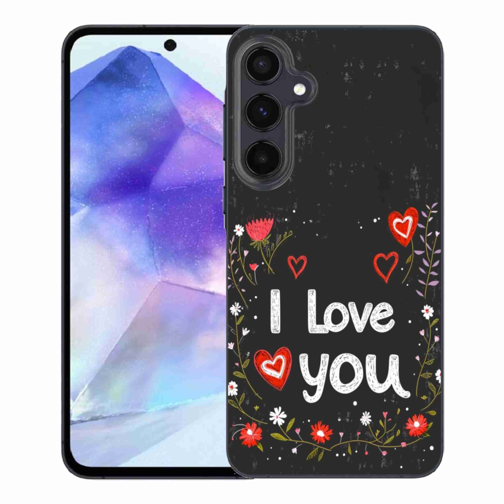 Gélový kryt mmCase na Samsung Galaxy A55 5G - I love you čierne pozadie