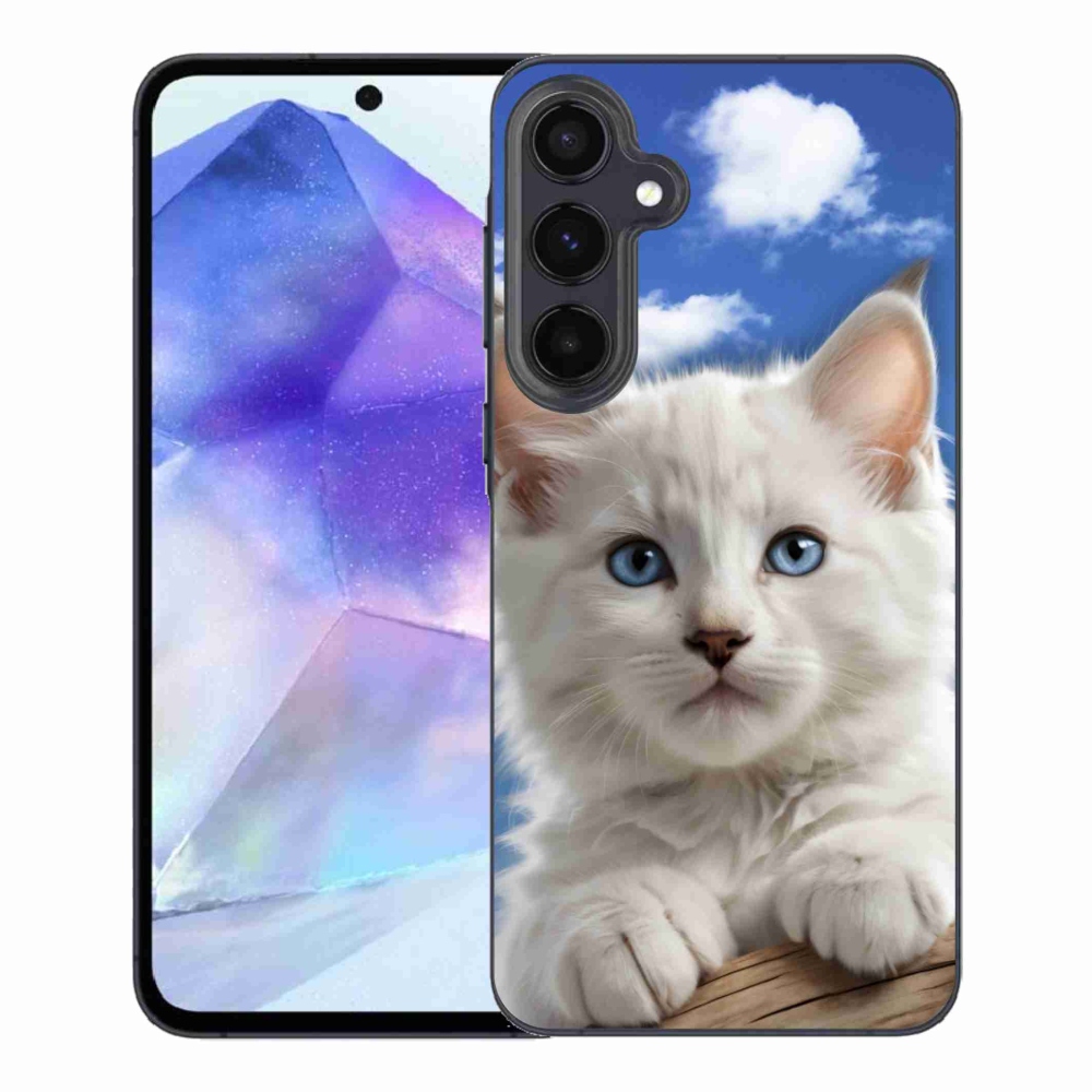 Gélový kryt mmCase na Samsung Galaxy A55 5G - mačiatko a oblaky