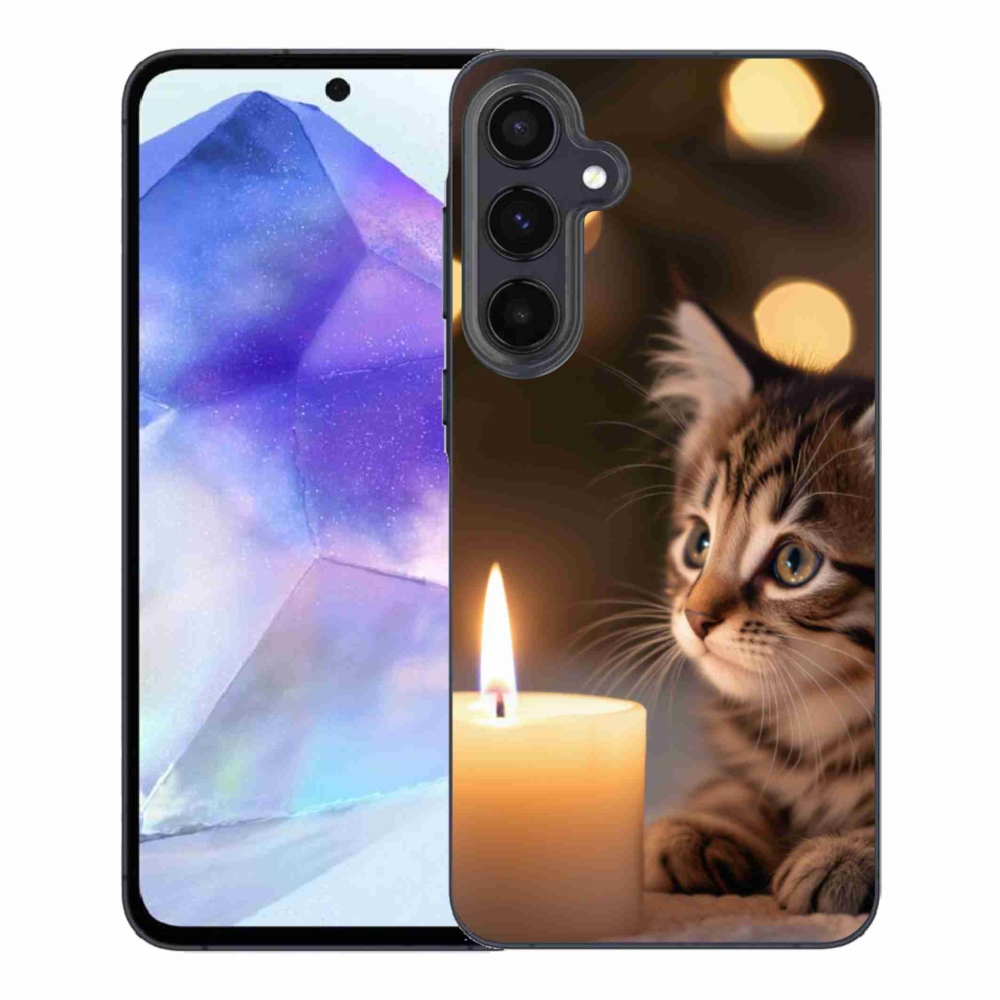 Gélový kryt mmCase na Samsung Galaxy A55 5G - mačiatko a sviečka