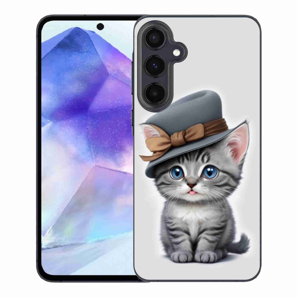 Gélový kryt mmCase na Samsung Galaxy A55 5G - mačiatko s klobúkom