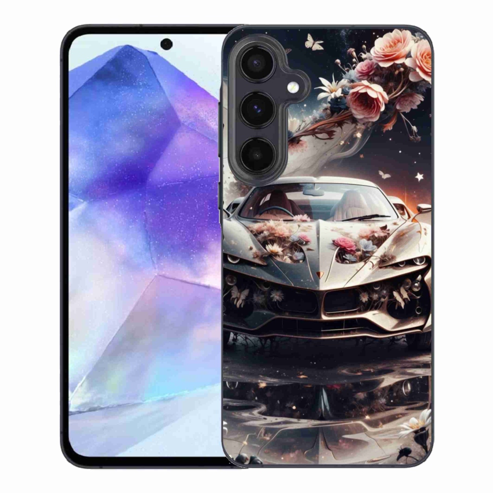 Gélový kryt mmCase na Samsung Galaxy A55 5G - kvetinový športový automobil