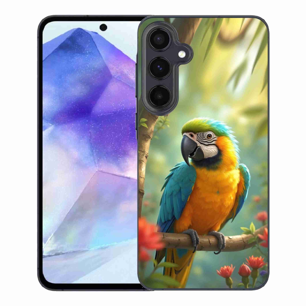 Gélový kryt mmCase na Samsung Galaxy A55 5G - papagáj ara modrožltá