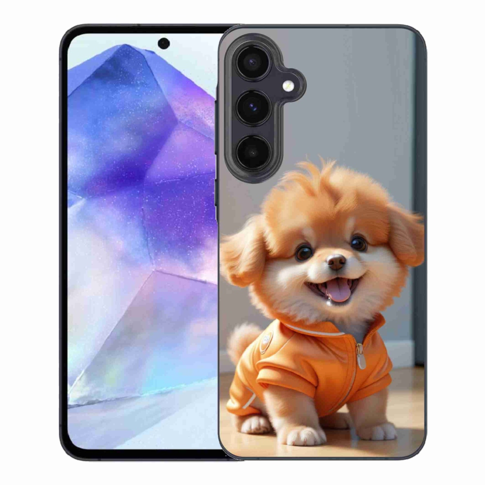 Gélový kryt mmCase na Samsung Galaxy A55 5G - roztomilý pomeranian v mikine
