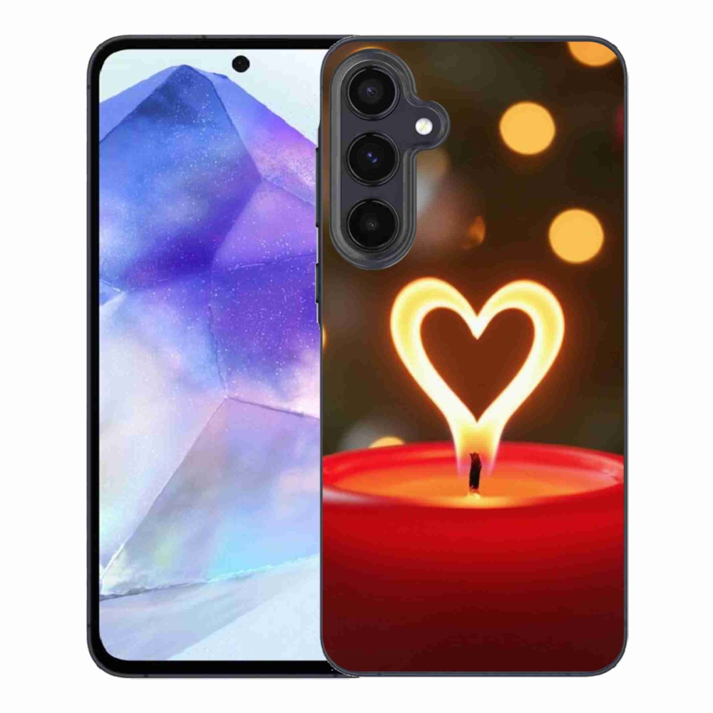 Gélový kryt mmCase na Samsung Galaxy A55 5G - srdce z plameňa