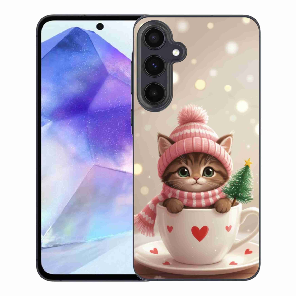 Gélový kryt mmCase na Samsung Galaxy A55 5G - vianočné mačiatko v hrnčeku