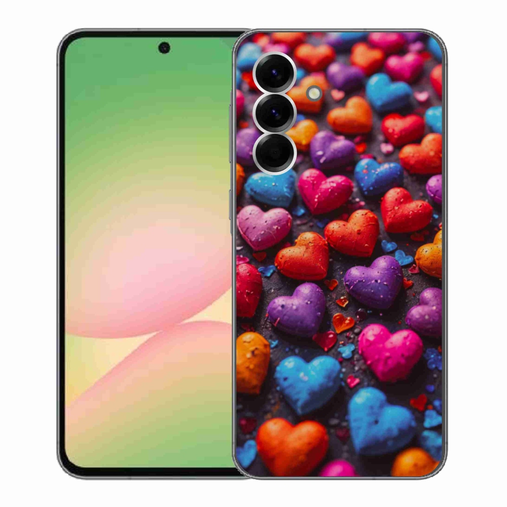 Gélový kryt mmCase na Samsung Galaxy A56 5G - farebné srdcia