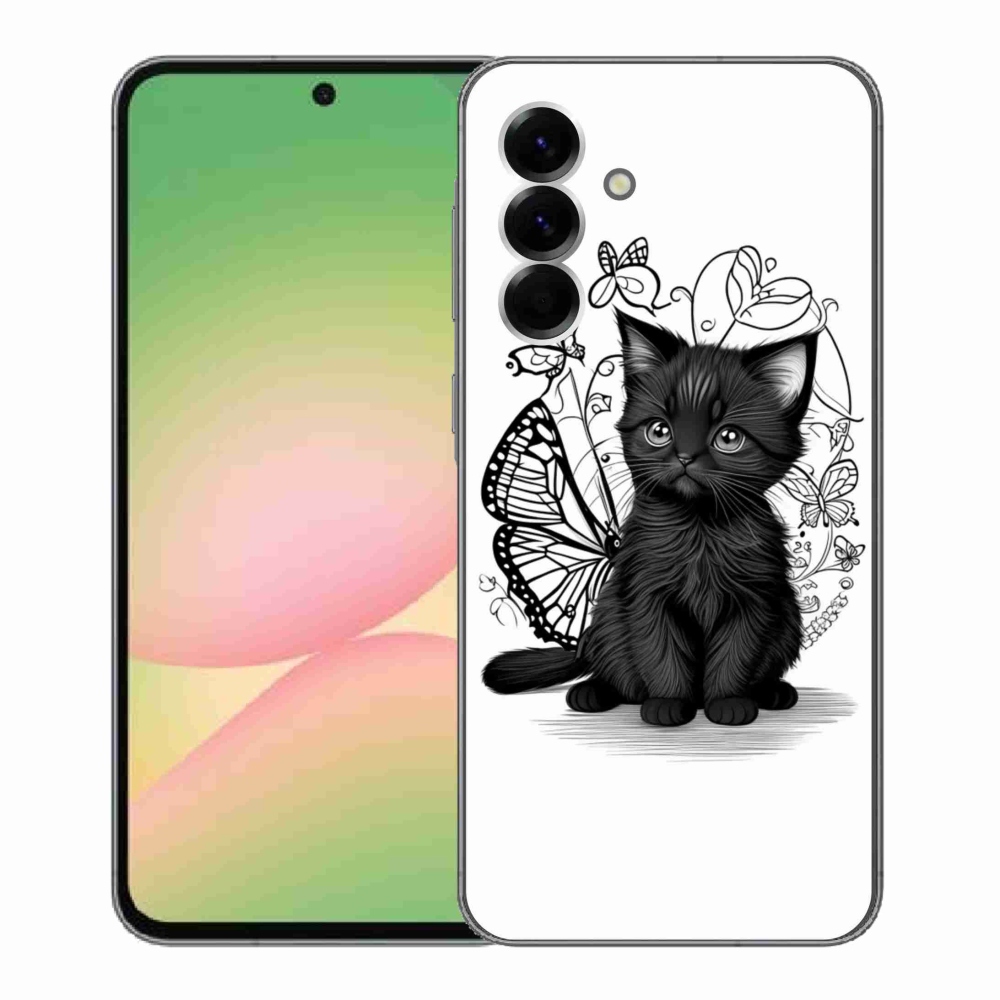 Gélový kryt mmCase na Samsung Galaxy A56 5G - čierne mačiatko