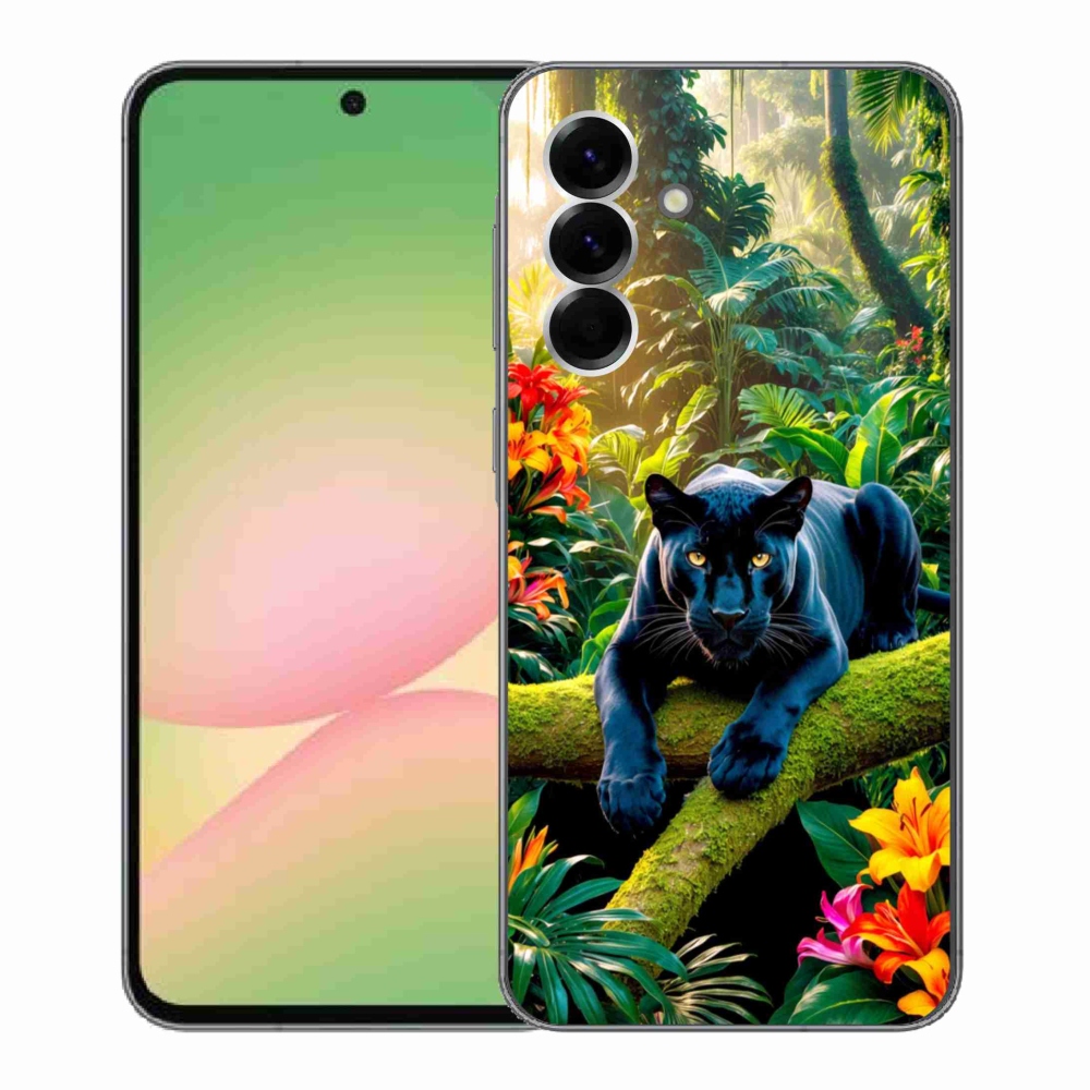 Gélový kryt mmCase na Samsung Galaxy A56 5G - čierny panter v džungli