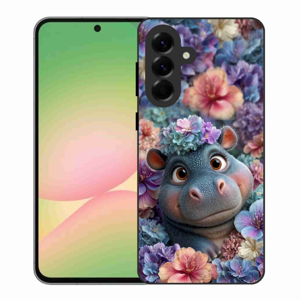 Gélový kryt mmCase na Samsung Galaxy A56 5G - hrošík v kvetoch