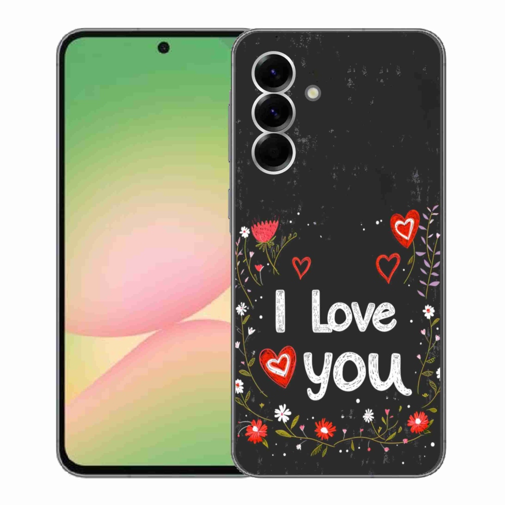 Gélový kryt mmCase na Samsung Galaxy A56 5G - I love you čierne pozadie