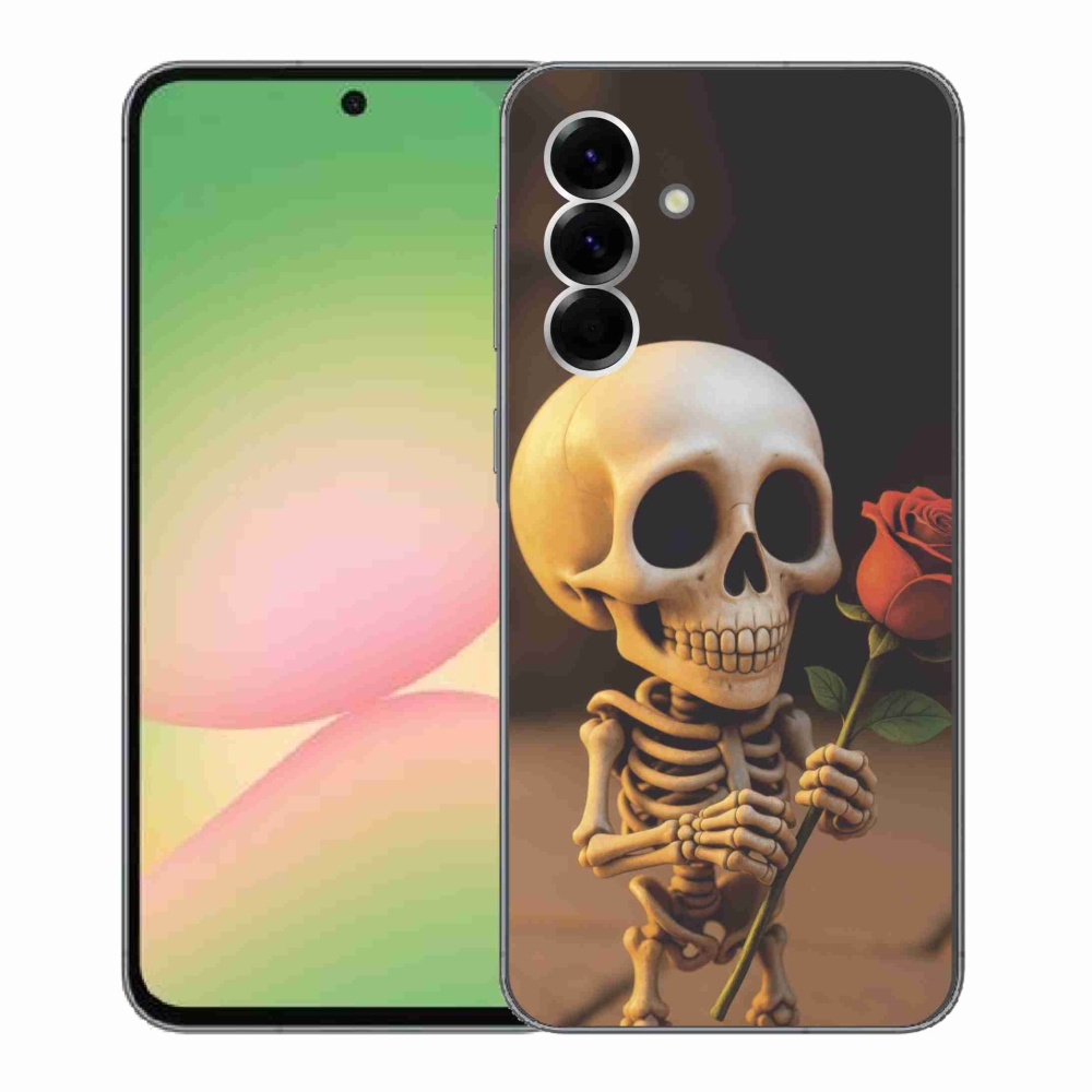 Gélový kryt mmCase na Samsung Galaxy A56 5G - kostlivec s ružou