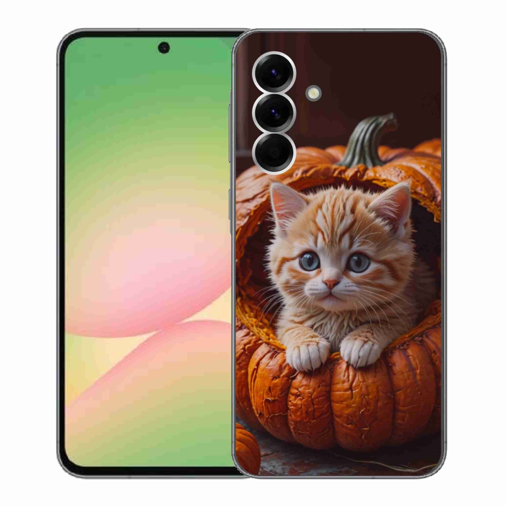 Gélový kryt mmCase na Samsung Galaxy A56 5G - mačiatko a tekvica 2