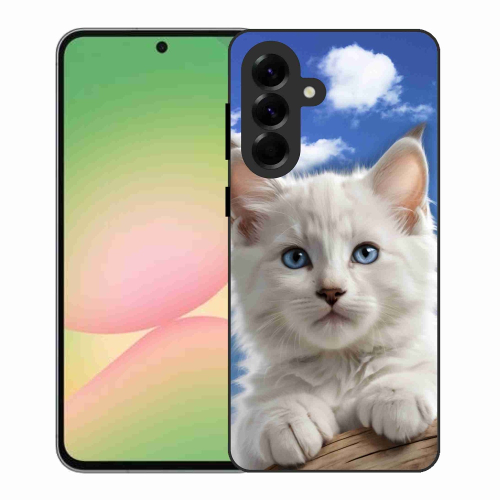 Gélový kryt mmCase na Samsung Galaxy A56 5G - mačiatko a oblaky