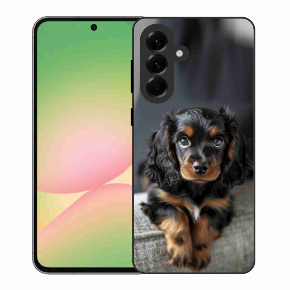 Gélový kryt mmCase na Samsung Galaxy A56 5G - roztomilý dlhosrstý jazvečík