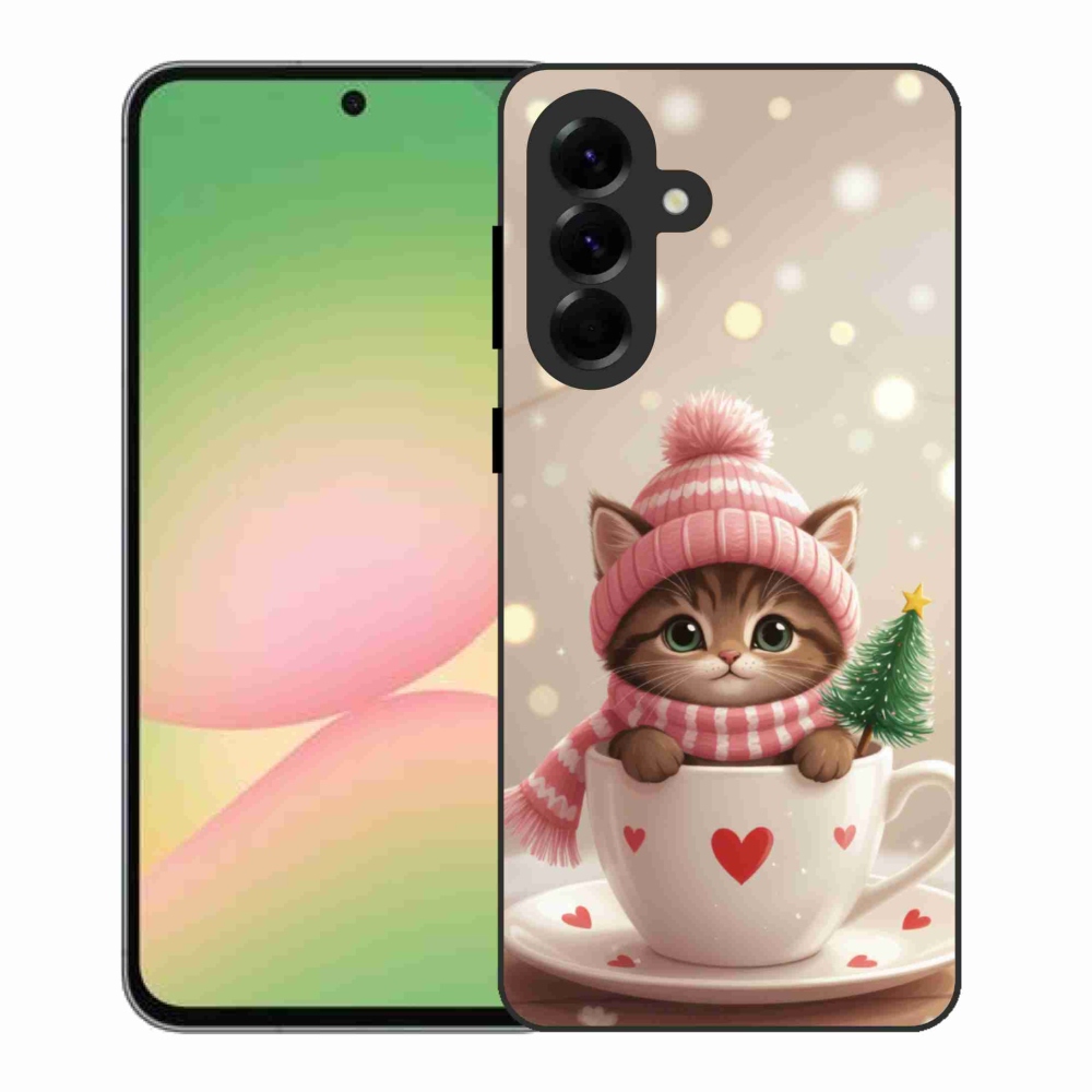 Gélový kryt mmCase na Samsung Galaxy A56 5G - vianočné mačiatko v hrnčeku