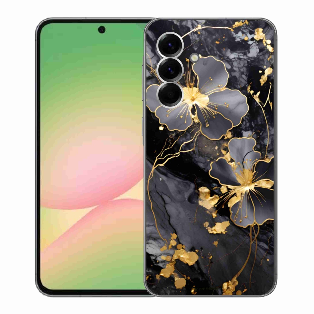 Gélový kryt mmCase na Samsung Galaxy A56 5G - zlaté kvety