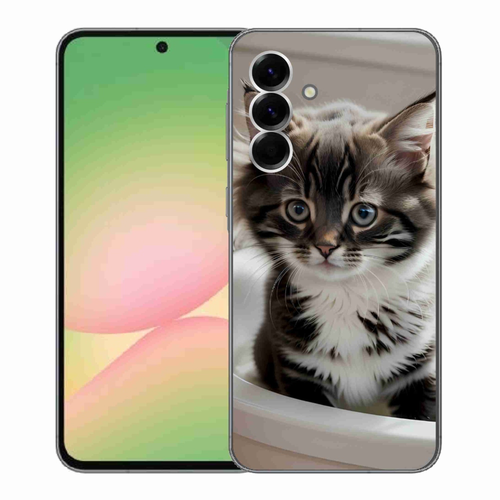 Gélový kryt mmCase na Samsung Galaxy A56 5G - zvedavé mačiatko