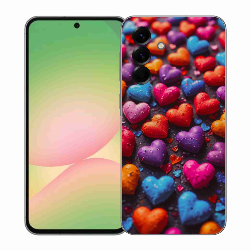 Gélový kryt mmCase na Samsung Galaxy A57 5G - farebné srdcia