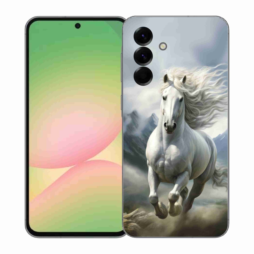 Gélový kryt mmCase na Samsung Galaxy A57 5G - bežiaci biely kôň 3