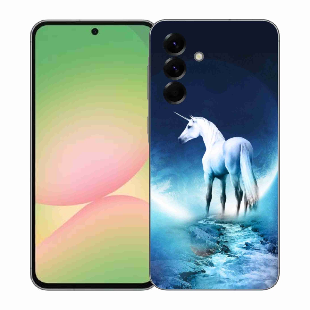 Gélový kryt mmCase na Samsung Galaxy A57 5G - biely jednorožec