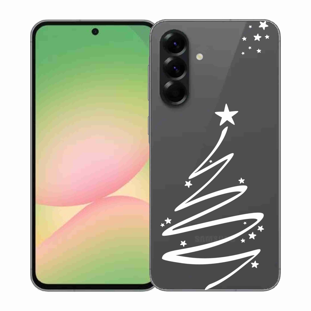 Gélový kryt mmCase na Samsung Galaxy A57 5G - biely stromček na priehľadnom pozadí