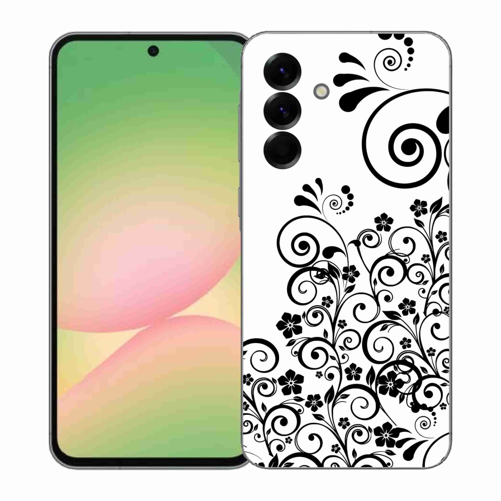 Gélový kryt mmCase na Samsung Galaxy A57 5G - čiernobiele kvetinové vzory