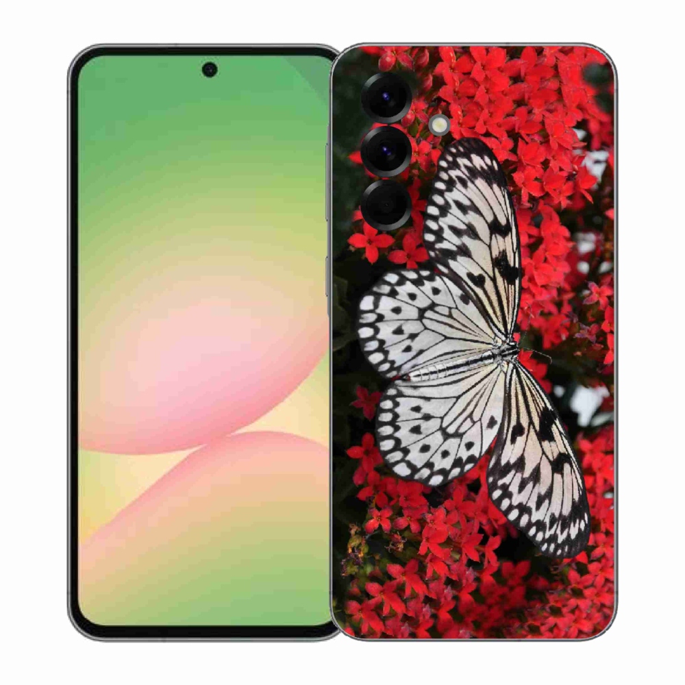 Gélový kryt mmCase na Samsung Galaxy A57 5G - čiernobiely motýľ 1