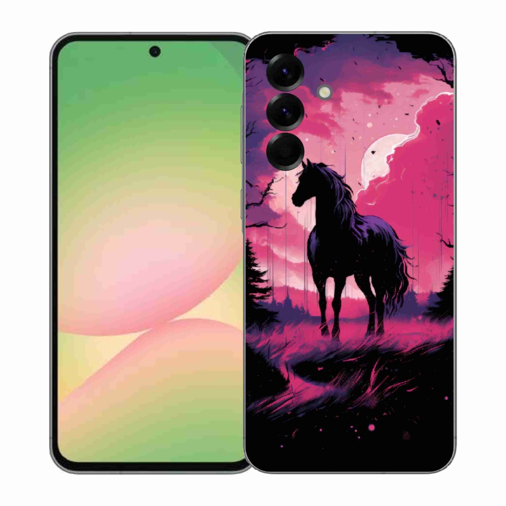 Gélový kryt mmCase na Samsung Galaxy A57 5G - čierny kreslený kôň 1