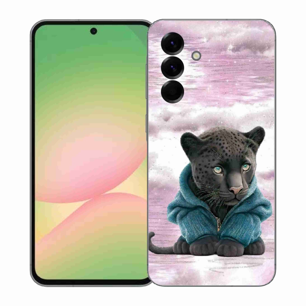 Gélový kryt mmCase na Samsung Galaxy A57 5G - čierny panter vo svetri