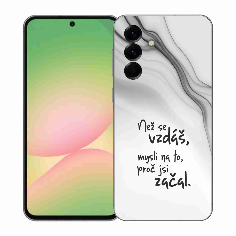 Gélový kryt mmCase na Samsung Galaxy A57 5G - citát 2 biele pozadie